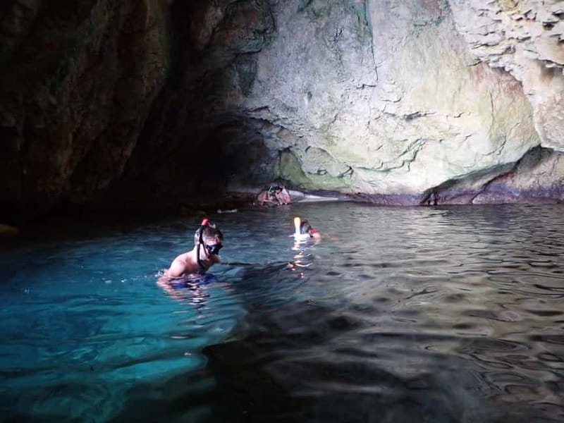5-hour Cape Greco Caves kayaking + Snorkelling trip - Paddling out from Limnara Beach