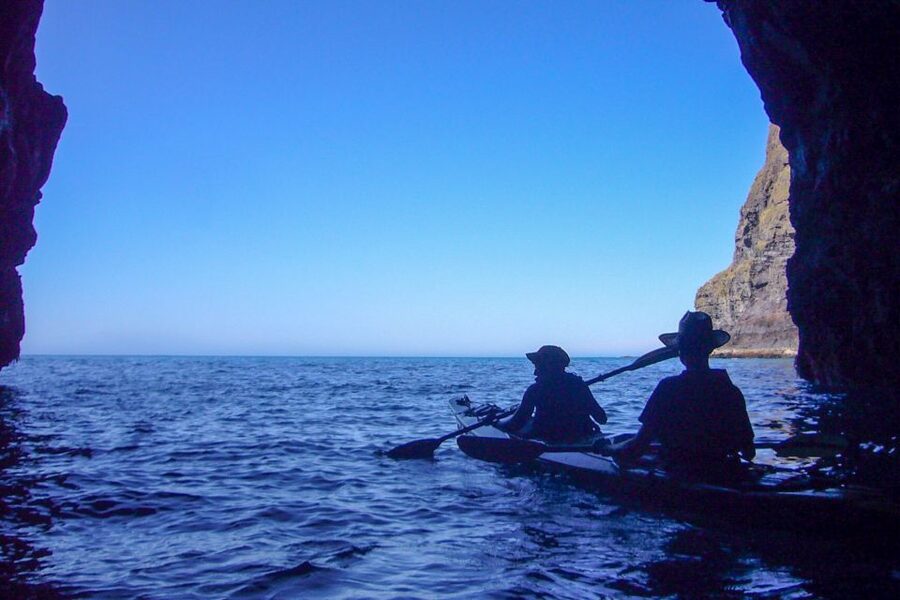 Akaroa: 4WD Safari and Guided Sea-Kayaking Experience - Paddling beneath cliffs and sea caves