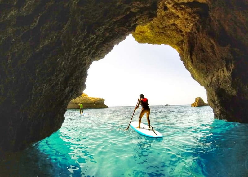 Albufeira: Caves and Beaches SUP Paddleboarding Tour - Paddling toward the Albufeira caves