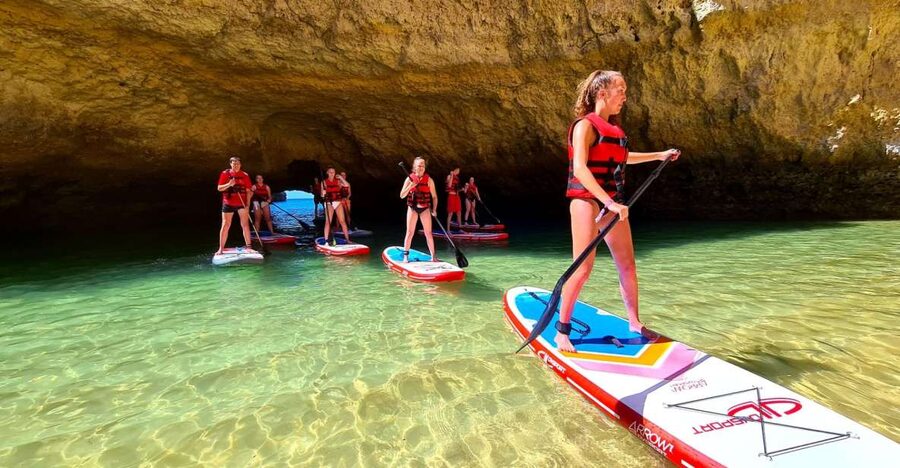 Albufeira: Stand Up Paddle Lesson and Coastal Tour - Paddling toward the cliffs and caves