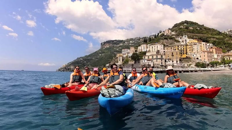 Amalfi: Kayak-Snorkel to Pandora Cave, Hidden Beach & Drinks - Paddling past Minori and Maiori