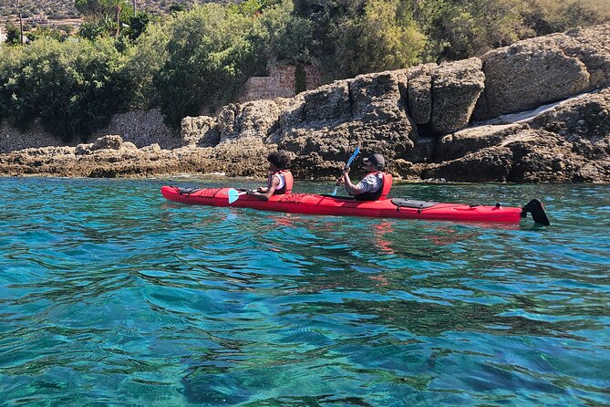 Athens: Kayak and Snorkeling at Caves and Hidden Beaches - Paddling toward the sea caves