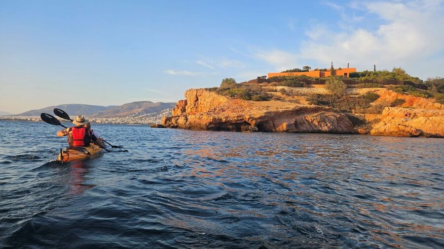 Athens: Sea Kayak Sunset Tour - The swim and snorkeling stop
