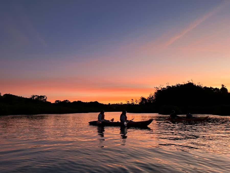 Auckland: Bioluminescence Kayak Tour with Guide - Getting fitted out before sunset