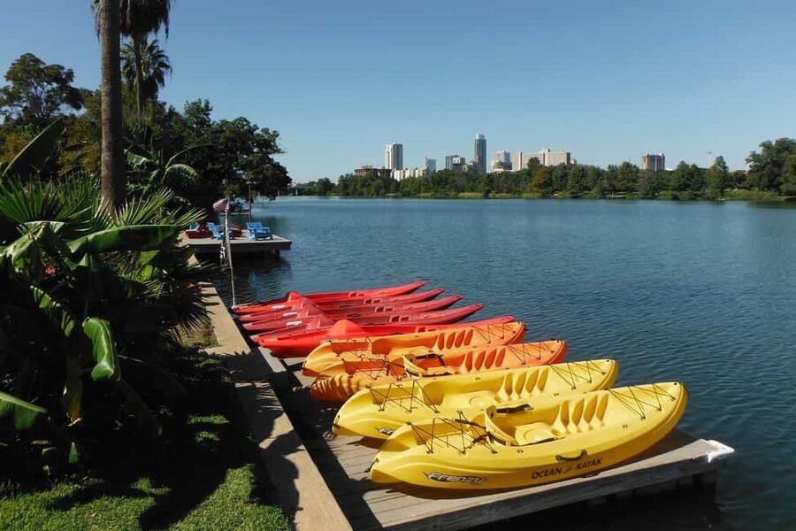 Austin: Kayak and Canoe Rental on Lady Bird Lake - Paddling toward Barton Springs Pool