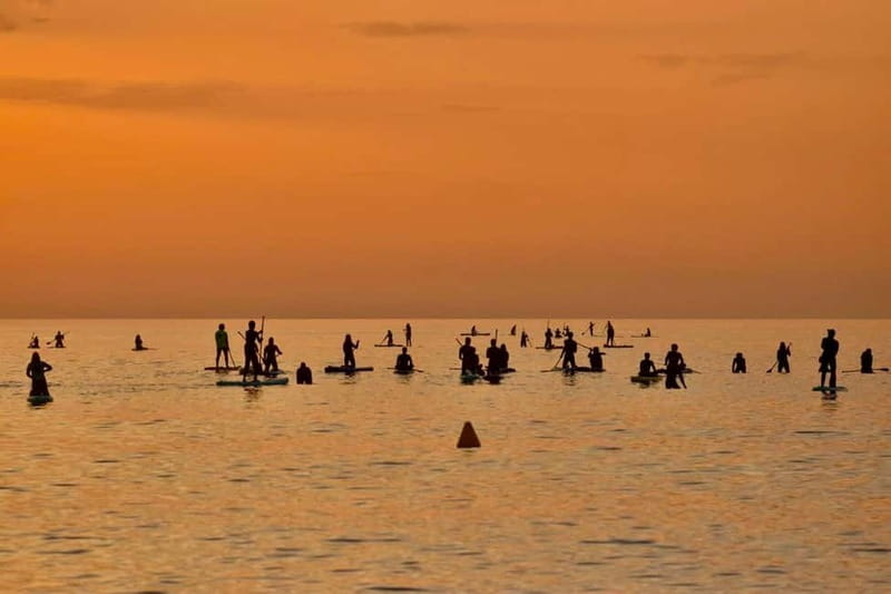 Barcelona: Paddleboarding at Sunrise. Includes: instructor, photos, equipment - A quiet way to see Barcelona before breakfast