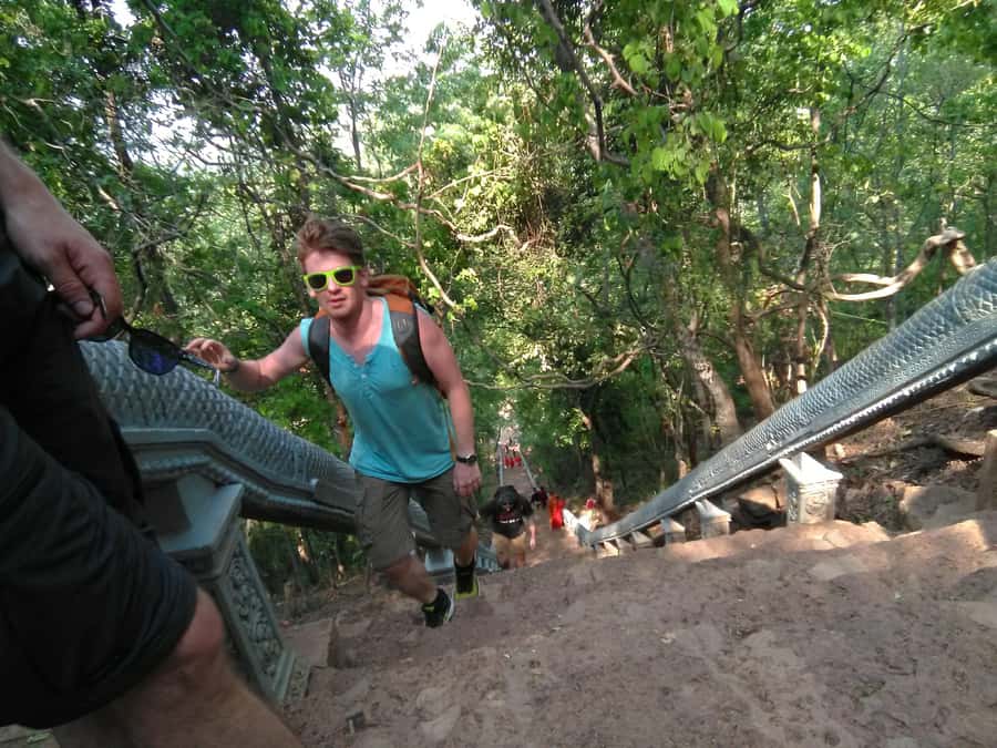Battambang,Tuktuk and kayak, BambooTrain ,Wat Banan,Bat cave - The bamboo train and the one-track problem