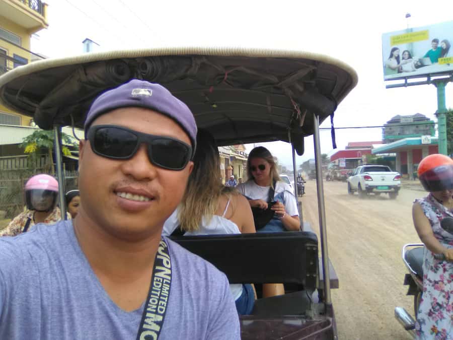 Battambang,Tuktuk and kayak, BambooTrain ,Wat Banan,Bat cave - The bat flight at sunset