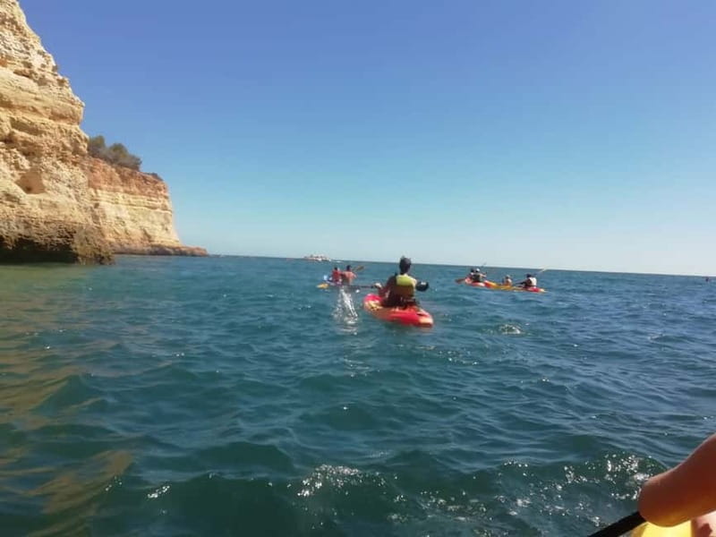 Benagil: Benagil Caves Guided Kayak Tour - Along the cliffs toward Praia da Marinha
