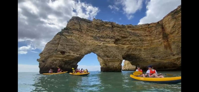 Benagil: Benagil Caves Guided Kayak Tour - Paddling out from Benagil Beach