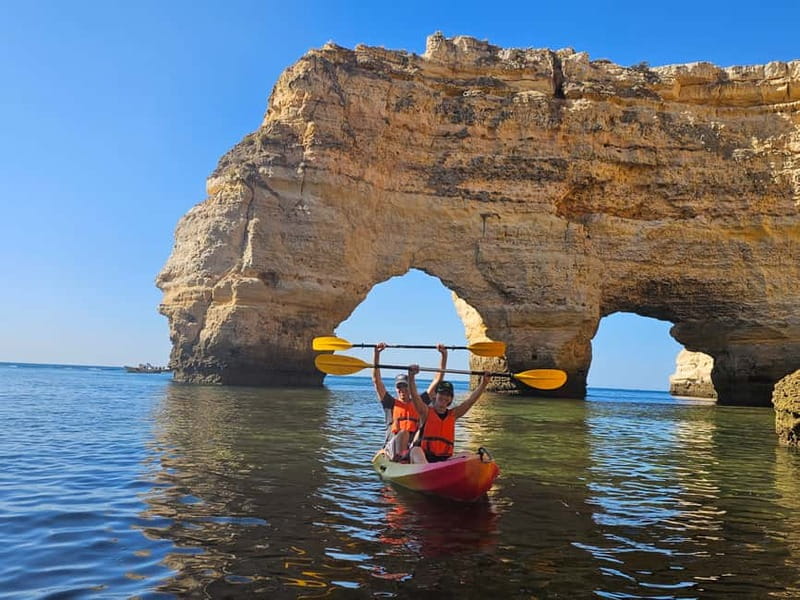 Benagil Cave: Guided Kayak Tour with Caves and Cliffs - The first paddling: cliffs, caves, and getting comfortable
