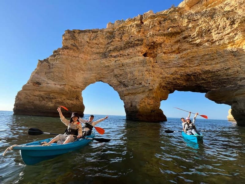 Benagil: Guided Sunrise Kayak Tour with Licensed Guide - Entering Benagil Cave by kayak