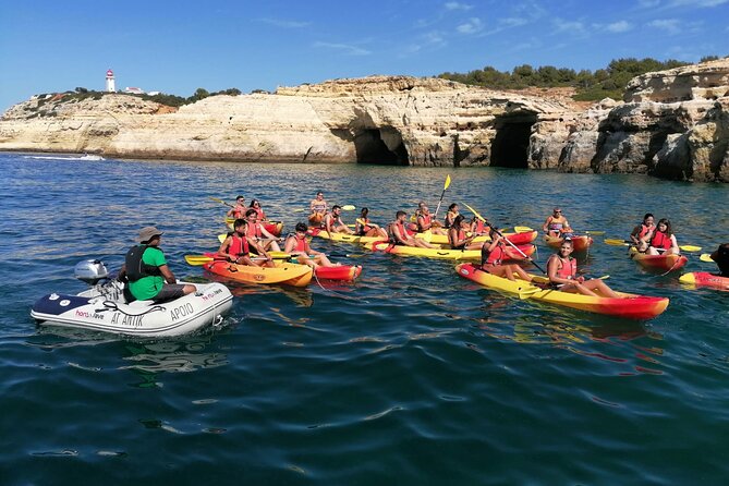 Benagil Kayak Tour On Board a Fantastic Catamaran - Launching into the caves by double kayak
