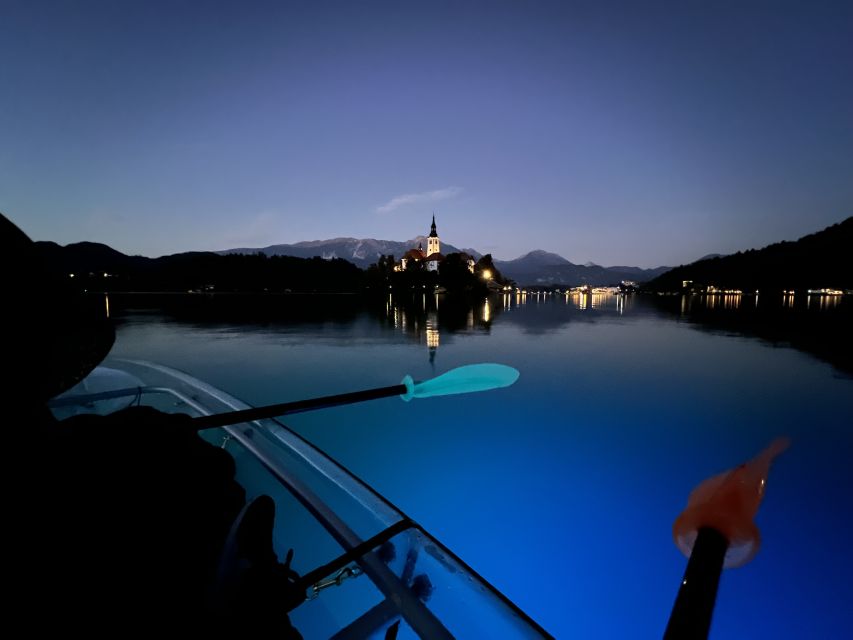 Bled: Guided Kayaking Tour in a Transparent Kayak - Sunset, castle lights, and the evening change