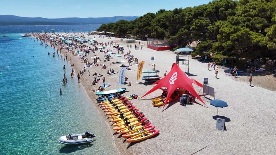 Bol: Zlatni Rat Beach Kayak Tour with Snorkeling - Getting comfortable in the kayak