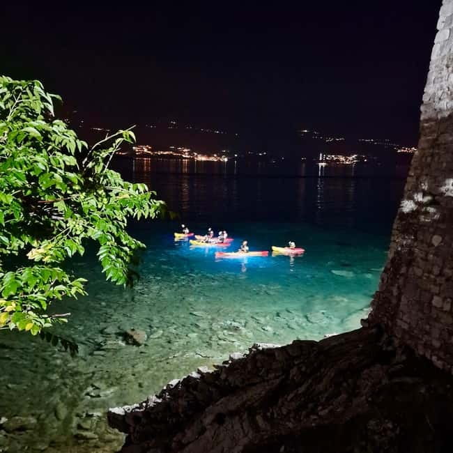 Budva: Night Lights Kayaking Tour - St. Nicholas Island and the swimming pause
