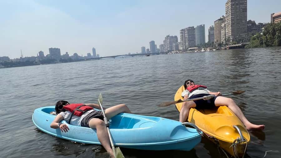 Cairo: Private Nile Kayaking Adventure with hotel transfers. - Getting ready with a life vest, paddle, and safety briefing