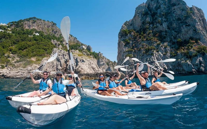 Capri: Caves and Beaches Kayaking Tour with GoPro Photos - Green Caves with blue and green light
