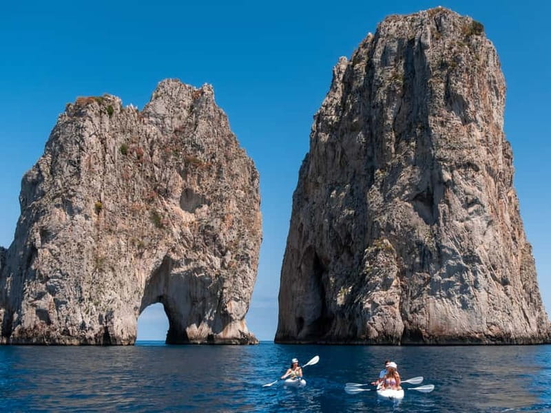 Capri: Caves and Beaches Kayaking Tour with GoPro Photos - The Faraglioni photo stop