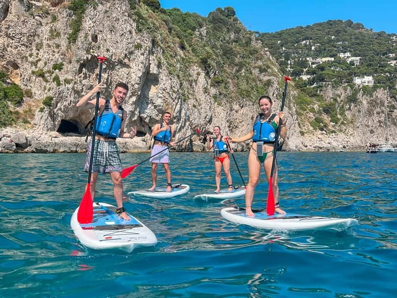 Capri: Caves and Beaches Paddle Board Tour with Photos - Learning the basics before leaving Marina Piccola