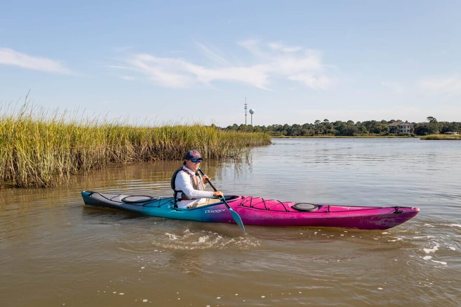 Charleston: Folly Beach Morning Kayak Dolphin Safari - Following the tide and wind on the Folly River