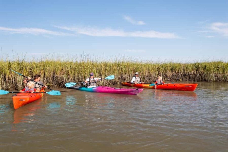 Charleston: Folly Beach Morning Kayak Dolphin Safari - Meeting at Sea Monkeys after the Folly Beach bridge