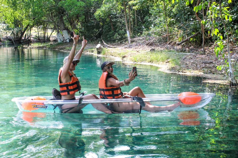 Clear Kayak at Bacalar Lagoon - Los Rápidos, swimming, and time in the water