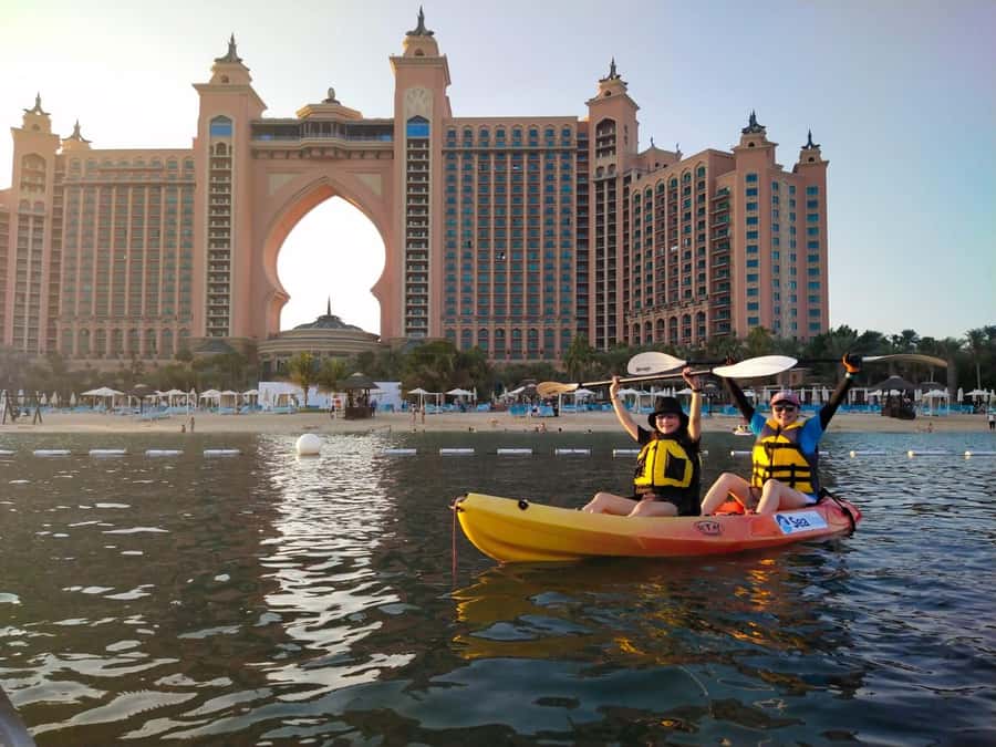 Dubai: Palm Jumeirah Guided Kayaking Tour - The beach stop and Dubai Marina views
