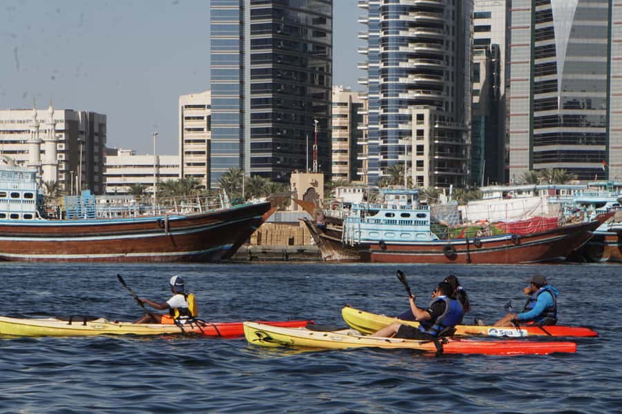Dubai: Sunset/Night Dubai Creek Kayak Tour - Paddling toward Old Dubai