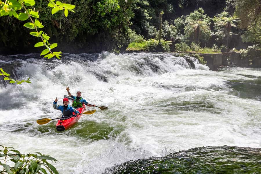Epic Tandem Kayak Tour down the Kaituna River Waterfalls - Getting ready for the whitewater