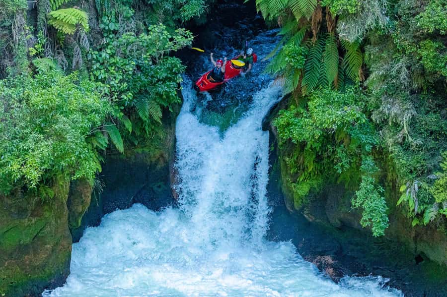 Epic Tandem Kayak Tour down the Kaituna River Waterfalls - Entering the native bush-lined gorge