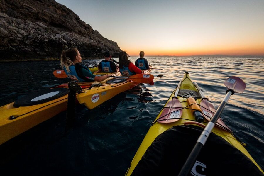 Faliraki: Sunrise Sea Kayaking Experience with Breakfast - Swimming and snorkeling in the first light