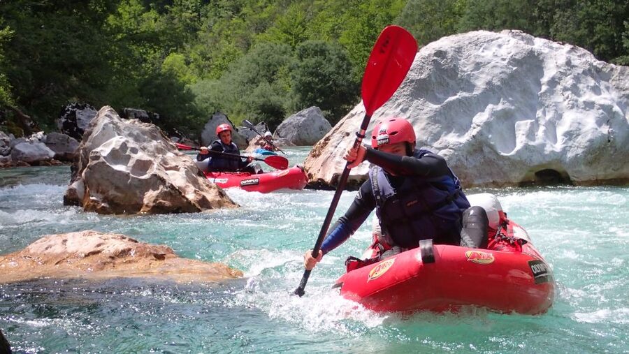 From Bovec: Whitewater kayaking on the Soča River - Getting comfortable in an inflatable kayak