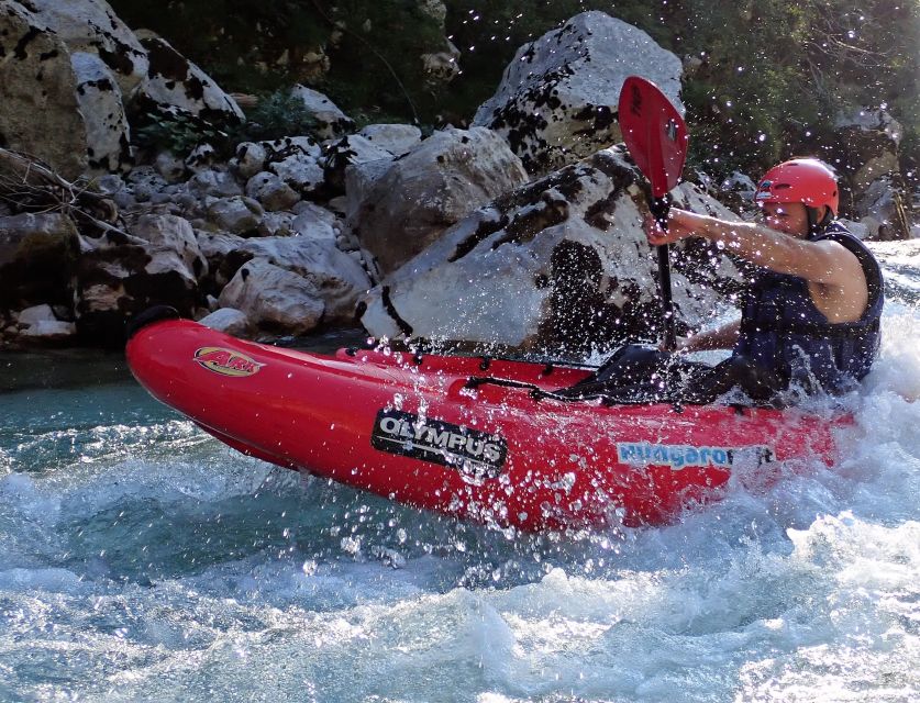 From Bovec: Whitewater kayaking on the Soča River - The Soča’s clear water and class III rapids