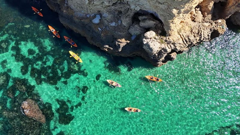 From Lagos: Ponta da Piedade Caves Kayak Tour from Catamaran - From Lagos Marina to the cliffs