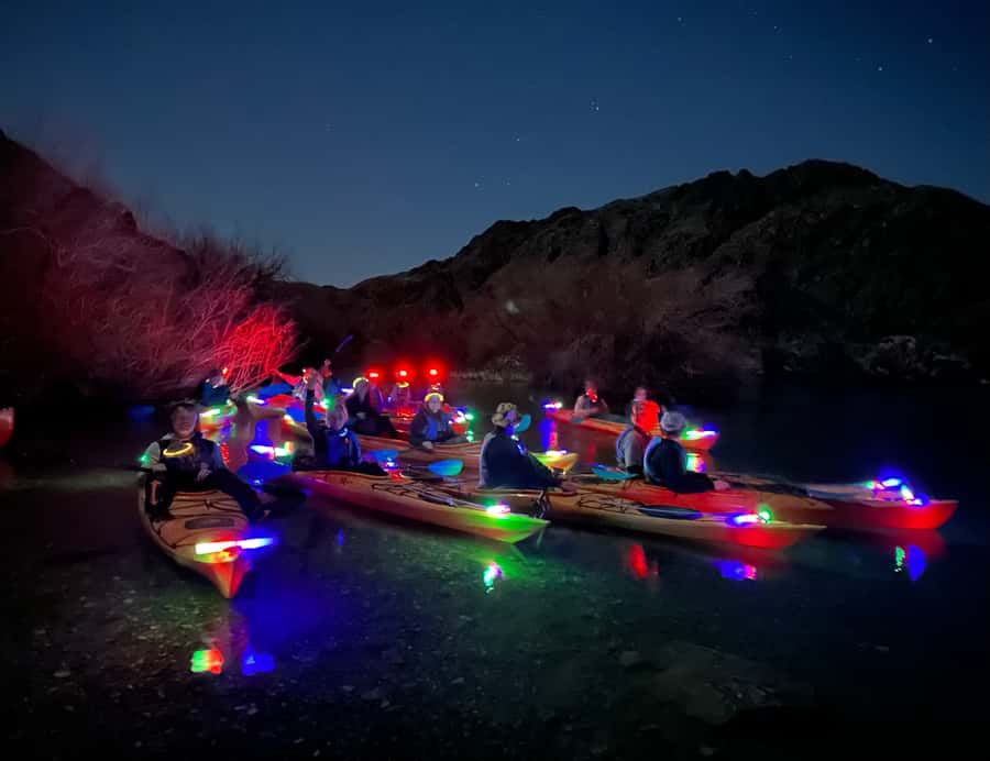 From Las Vegas: Moonlight Kayak Tour on the Colorado River - A beach stop for swimming and snacks