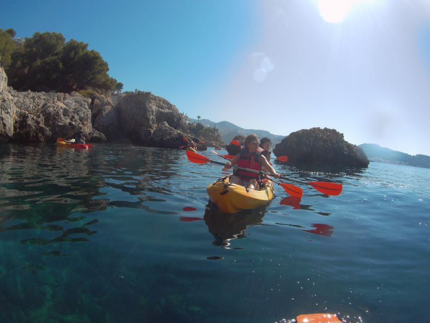 From Málaga: Cliffs of Maro-Cerro Gordo Guided Kayaking Tour - Passing the old mill toward Cerro Gordo
