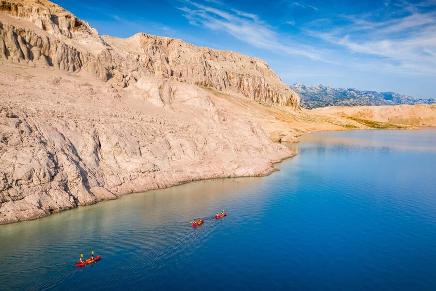 From Metajna/Novalja: Pag Bay Guided Sea Kayaking Tour - Beriknica Beach and the three rocks in the sea