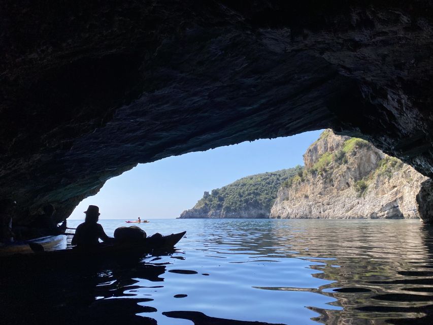 From Nerano: Sorrento Coast to Crapolla Fjord Kayak Tour - Paddling away from Marina del Cantone