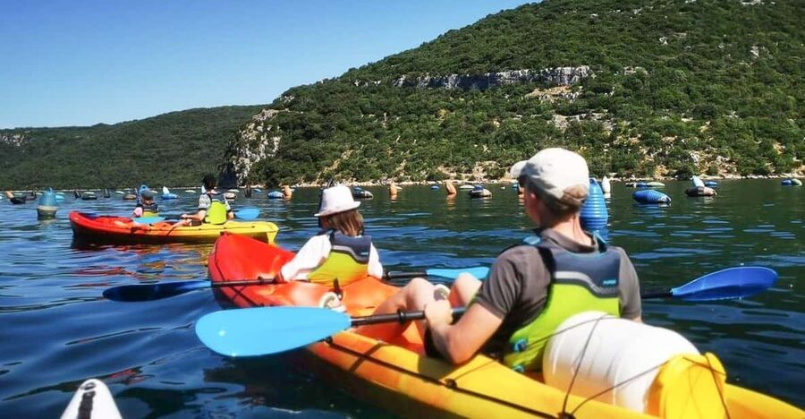 From Poreč: Lim Bay Sea Kayaking Day Trip - The safety talk and sit-on-top kayak setup