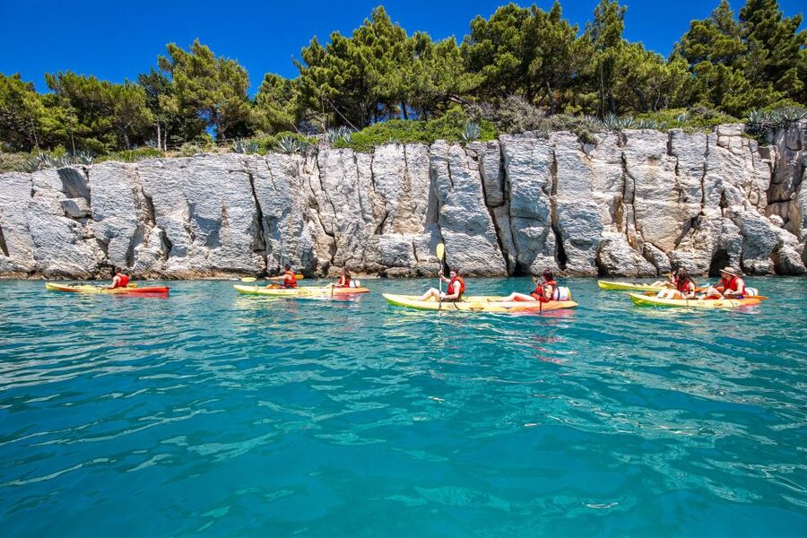 From Split: Sea Kayaking Tour - The return paddle and shaded Bene Beach