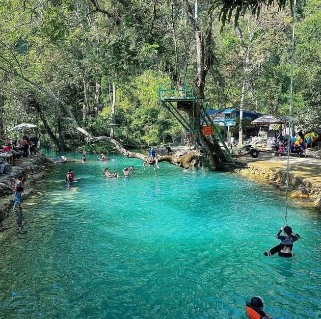 From Vientiane: Vang Vieng Tour with Cave Kayak & Zipline - Ziplining near Nangfa Cave brings the action