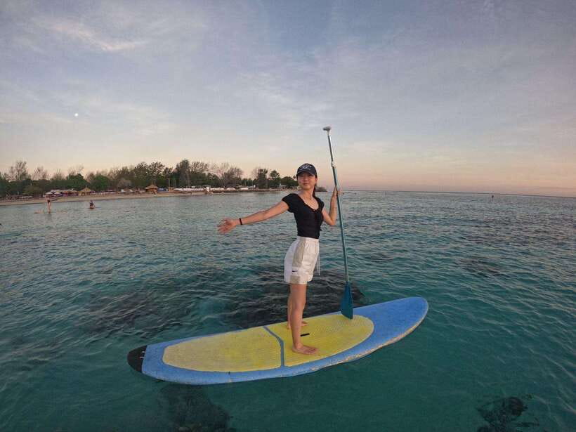 Gili sunrise stand-up paddle boarding (drone photoshoot) - A Short Lesson Makes This Easy for Beginners
