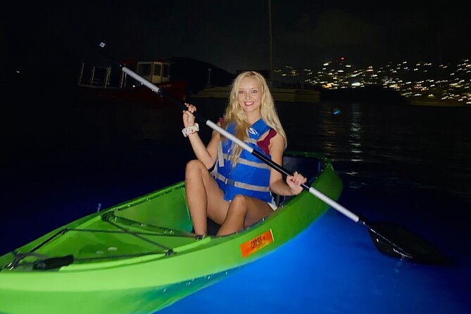 Glow Boats LED Night Kayak, Marriott Frenchman's Cove Dock, USVI - Paddling after sunset