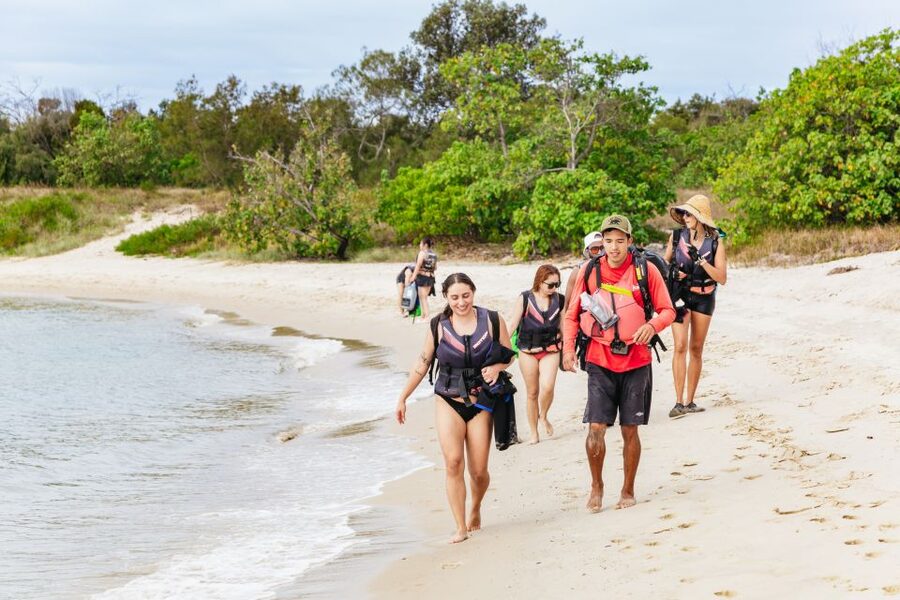 Gold Coast: Wave Break Island Kayaking & Snorkeling tour - Walking across a manmade island