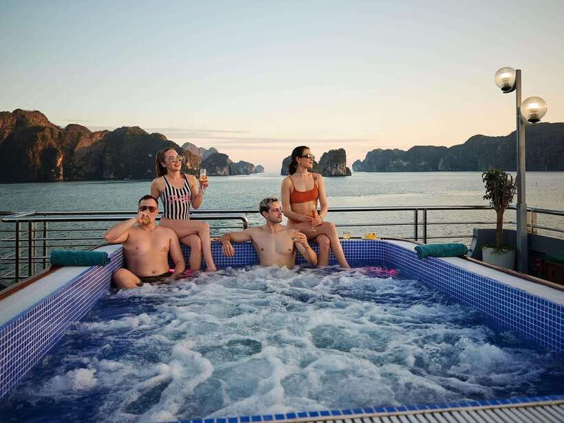 Halong Bay Luxury Cruise: Kayak&Swim,Cave, Party BEST SELLER - Titov Island for swimming or a hilltop view