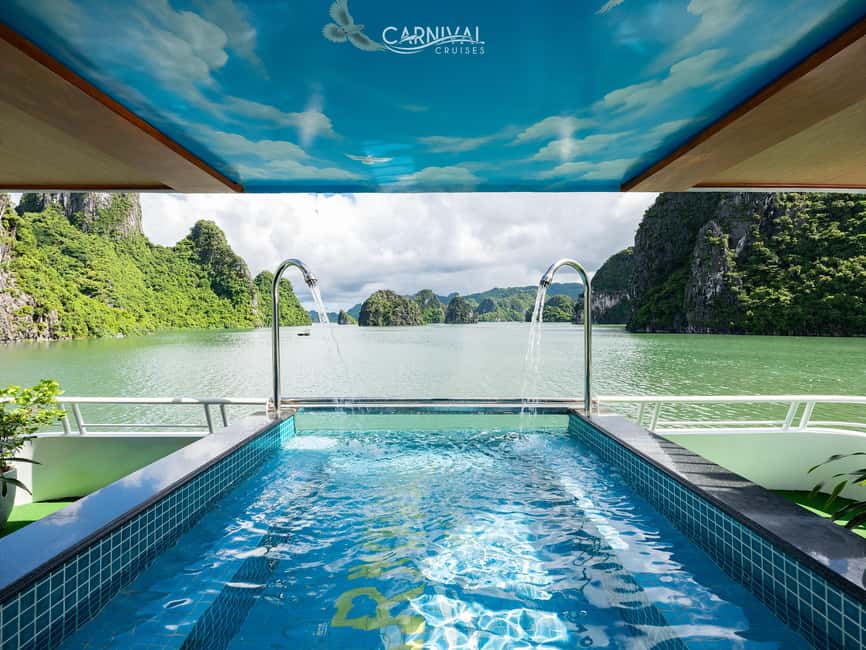 Halong Bay: Luxury Day Cruise w/ Pool, Kayak, Free Transfer - Walking through Surprise Cave on Bo Hon Island