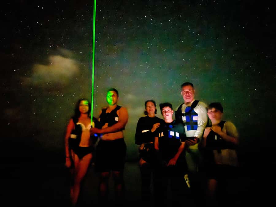 Holbox: Bioluminescence by Kayak and Stargazing. - Walking on a sandbar under the stars