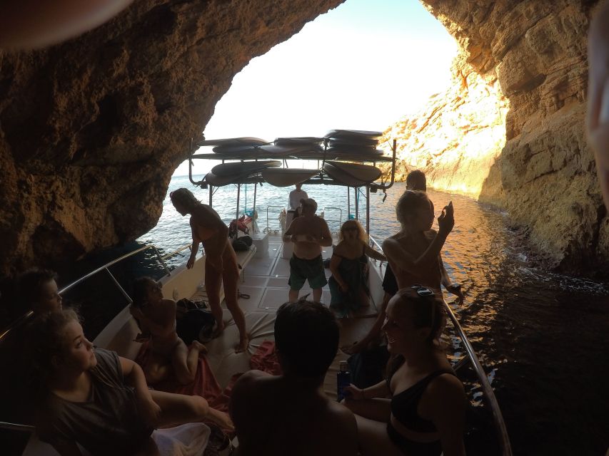 Ibiza: SUP & Snorkel Boat Tour with Caves, Drinks & Photos - A short aperitif with a broad coastal view