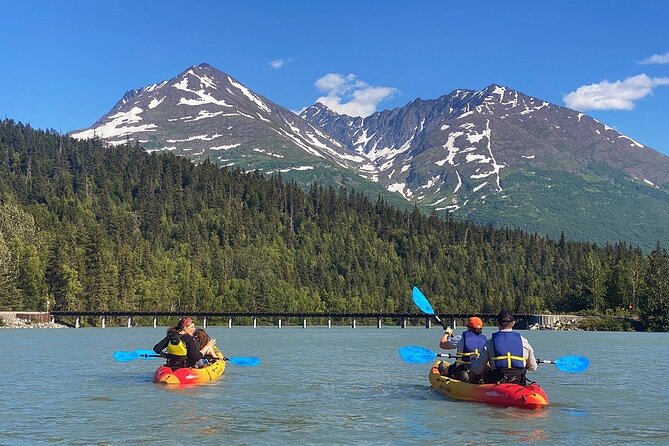 Kayak and Hike to Deep Blue, Glacially Carved Grant Lake, Alaska - Paddling glacier-fed Trail Lake